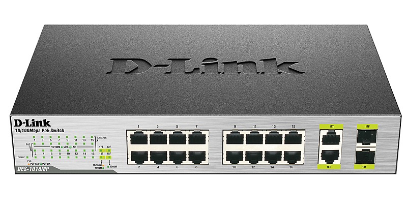 Коммутатор D-Link DES-1018MP/A1A неуправляемый