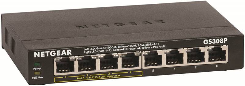 Коммутатор NetGear GS308P-100PES неуправляемый