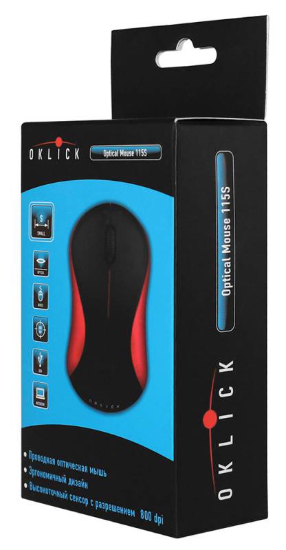 Мышь Oklick 115S черный/красный